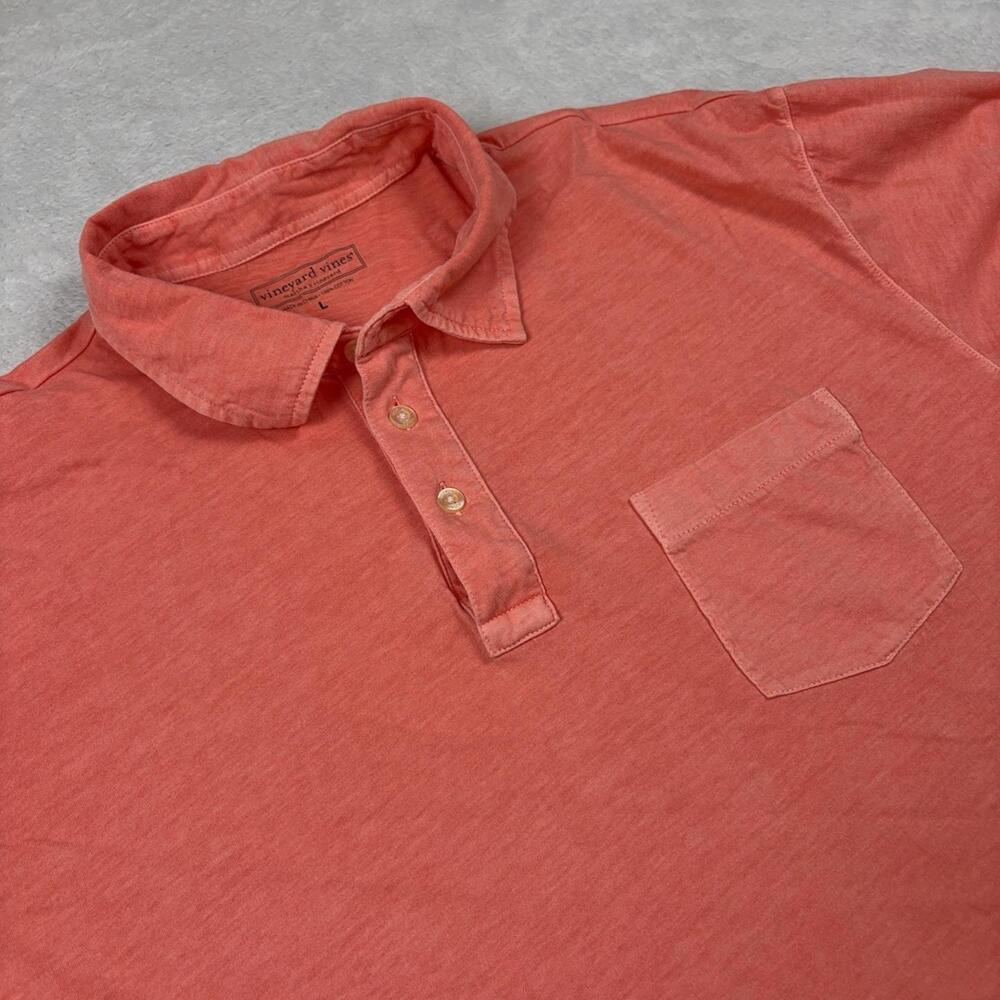 Vineyard Vines Polo Shirt Mens L Orange 100% Cotton Pocket Classic Collared